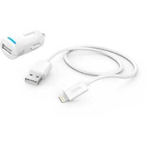 Incarcator auto HAMA 201610, 12W, Lightning, alb
