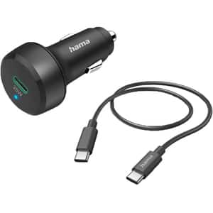 Incarcator auto HAMA 201614, 1xUSB-C, Power Delivery (PD), 25W, negru