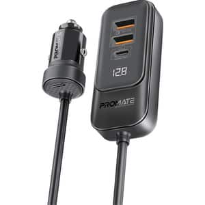 Incarcator auto PROMATE GearHub-120W, 2x30W USB-C Power Delivery, 2x 30W USB-A Quick Charge, negru