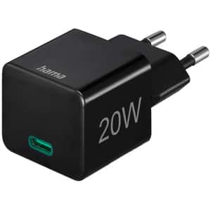 Incarcator retea HAMA 201649, 1x USB-C, 20W Power Delivery (PD), Quick Charge 3.0, negru