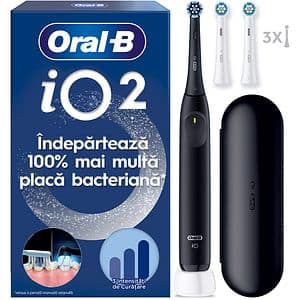 Periuta de dinti electrice ORAL-B iO2, 8800 miscari/min, Timer, 3 programe, 2 capate, negru