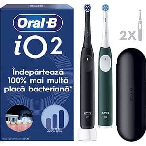 Set 2 Periuta de dinti electrice ORAL-B iO2, 8800 miscari/min, Timer, 3 programe, 2 capate, negru