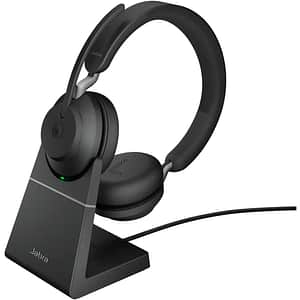 Casti Wireless teleconferinta JABRA Evolve2 65, Link 390a MS Stereo Desk Stand, Bluetooth, USB-C, negru