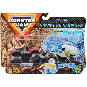 Set 2 masinute MONSTER JAM Color Change - Northern Nightmare si Yetie 037028625, 3 ani+, multicolor
