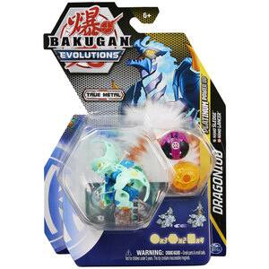 Set figurine BAKUGAN Evolutions - Platinum Powerup Dragonoid Nano Sledge si Nano Lancer 037033827, 6 ani+, multicolor