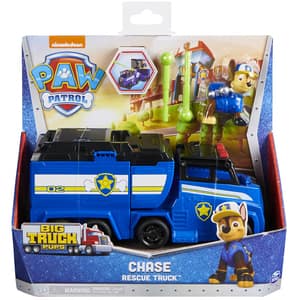 Set figurina cu vehicul PAW PATROL Big Truck Pups - Chase 20136536, 3 ani+, albastru-negru
