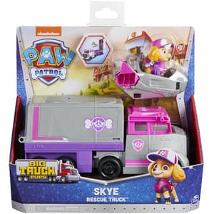 Set figurina cu vehicul PAW PATROL Big Truck Pups - Skye 20136540, 3 ani+, gri-roz