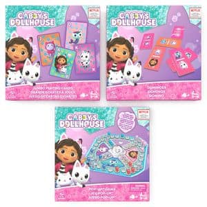 Joc de societate GABBY'S DOLLHOUSE 3in1 6066779, 4 ani+, 2-4 jucatori