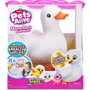 Jucarie de plus PETS ALIVE Mama rata si bobocii 9548, 3 ani+, alb-portocaliu