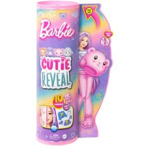 Set papusa BARBIE Cutie Reveal - Ursulet MTHKR04, 3 ani+, roz-alb