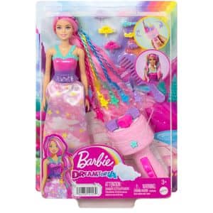 Set papusa BARBIE Dreamtopia - Twist And Style MTHNJ06, 3 ani+, roz-mov