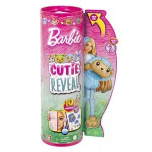 Papusa BARBIE Cutie Reveal - Delfin Urs MTHRK25, 3 ani+, bleu-alb