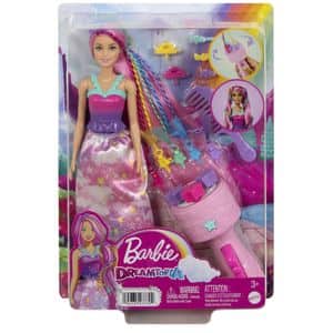 Set papusa BARBIE Dreamtropia - Aparat de coafat MTJCW55, 3 ani+, multicolor