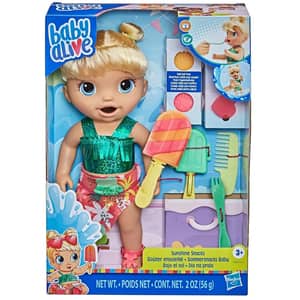 Papusa BABY ALIVE Sunshine Snack F1680, 3 ani+, verde-portocaliu