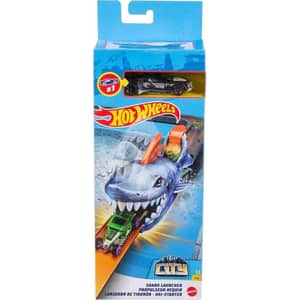 Set masinuta HOT WHEELS City - Lansator Rechin VF43, 4 ani+, albastru-negru