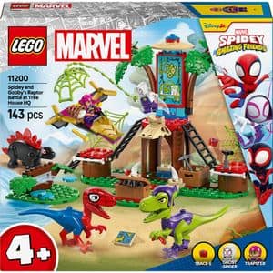 LEGO Marvel: Infruntarea dintre dinozaurii Spidey si Gobby la casa-sediu din copac 11200, 4 ani+, 143 piese