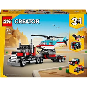 LEGO Creator 3in1: Camioneta-platforma cu elicopter 31146, 7 ani+, 270 piese