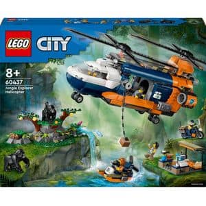 LEGO City: Elicopterul unui explorator al junglei la tabara de baza 60437, 8 ani+, 881 piese