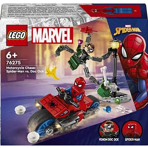 LEGO Marvel: Urmarire pe motocicleta - Omul Paianjen vs Doc Ock 76275, 6 ani+, 77 piese