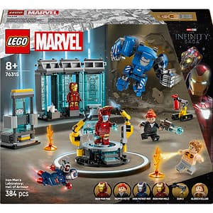 LEGO Marvel: Laboratorul lui Iron Man - Sala armurilor 76315, 8 ani+, 384 piese