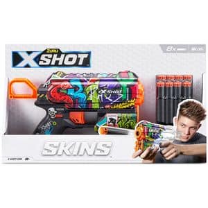Jucarie de rol X-SHOT Skins Flux Dart Blaster - Illustrate SH36516O, 8 ani+, negru-alb