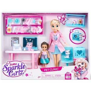Set papusa SPARKLE GIRLZ Clinica veterinara SK100184O, 3 ani+, roz-albastru