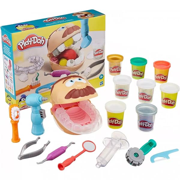 Set plastilina PLAY DOH Dentistul cu accesorii si dinti colorati F1259, 3 ani+, multicolor 