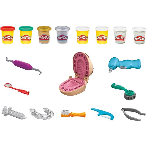 Set plastilina PLAY DOH Dentistul cu accesorii si dinti colorati F1259, 3 ani+, multicolor 