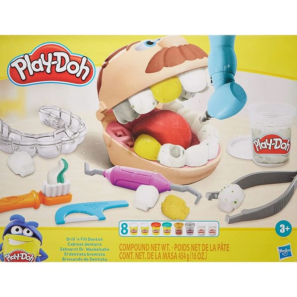 Set plastilina PLAY DOH Dentistul cu accesorii si dinti colorati F1259, 3 ani+, multicolor 