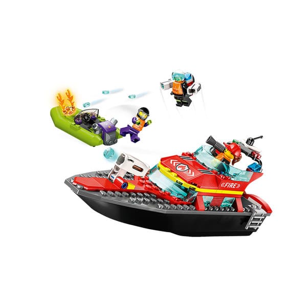 Specialist Control Finite LEGO City: Barca de salvare a pompierilor 60373, 5 ani+, 144 piese