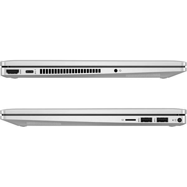 Laptop 2 in 1 HP Pavilion x360 14-ek0011nn, Intel Core i5-1235U pana la 4.4 GHz, 14" Full HD Touch, 8GB, SSD 256GB, Intel Iris Xe, Windows 11 Home S, argintiu