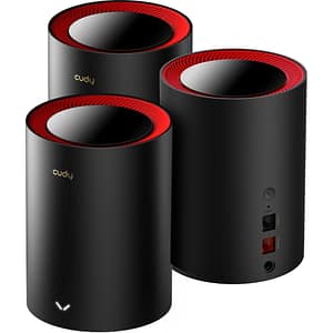 Sistem Wireless Mesh Gigabit CUDY M3000 V1 AX3000, Wi-Fi 6, Dual-Band 574 + 2402 Mbps, 3 buc, negru