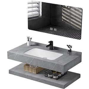 Set mobilier baie SANDONNA Lumi, 100 x 50 x 15 cm, gri