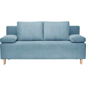 Canapea extensibila Candy, 3 locuri, lada depozitare, 190 x 100 x 95 cm, albastru deschis