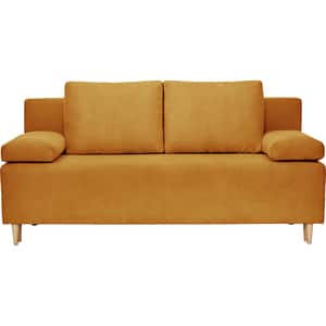 Canapea extensibila Candy, 3 locuri, lada depozitare, 190 x 100 x 95 cm, galben mustar