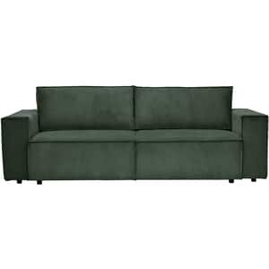 Canapea extensibila Cloud, 3 locuri, lada depozitare, 240 x 85 x 87 cm, verde inchis