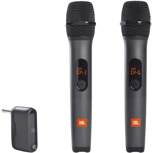 Set 2 microfoane karaoke cu dongle wireless JBL JBLWIRELESSMIC, fara fir, negru