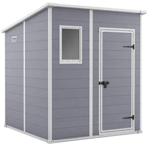 Casuta gradina Keter Manor 6x6, rasina, 183.5 x 185 x 200.6 cm, gri