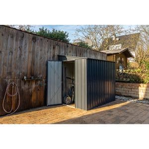 Casuta gradina GLOBEL Lean-On 5x8, metal, 155 x 242 x 203 cm, antracit