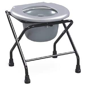 Scaun de toaleta pliabil, fara spatar BEST M 897 A, greutate suportata 100 kg, otel, gri/negru