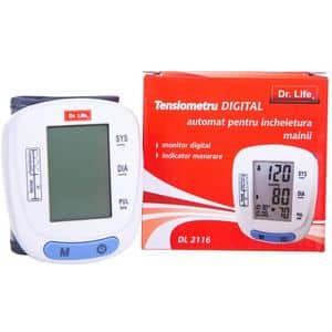 Tensiometru digital de incheietura DR. LIFE DL2116, 120 memorii, alb