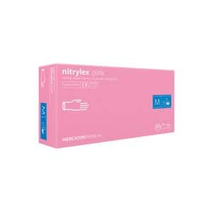 Manusi de unica folosinta MERCATOR Nitrylex Pink, nitril, marimea M, 100 buc 