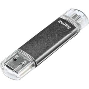 Memorie USB HAMA Laeta Twin 123926, USB 2.0 - MicroUSB, 64GB, gri
