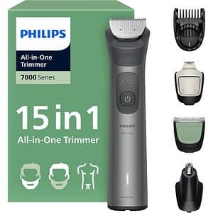Aparat de tuns multifunctional 15 in 1 PHILIPS Series 7000 MG7921/15, acumulator, autonomie 120 min, gri