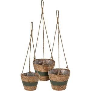 Set 3 ghivece flori KI Cattail, paie, D 23/19/15 cm, multicolor