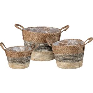 Set 3 ghivece flori KI 435001250, paie, D 21/25/29 cm, multicolor