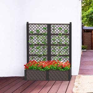 Jardiniera gradina DURAMAX Trellis 12 L, plastic, 110 x 55 x 121 cm, gri inchis