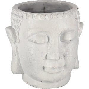 Ghiveci flori DECOR Buddha, compozit, 23 x 23 x 22.5 cm, alb
