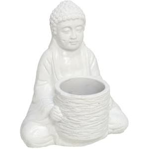 Ghiveci flori DECOR Buddha, compozit, 15 x 18 x 21 cm, alb