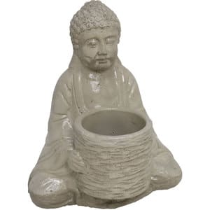 Ghiveci flori DECOR Buddha, compozit, 15 x 18 x 21 cm, gri